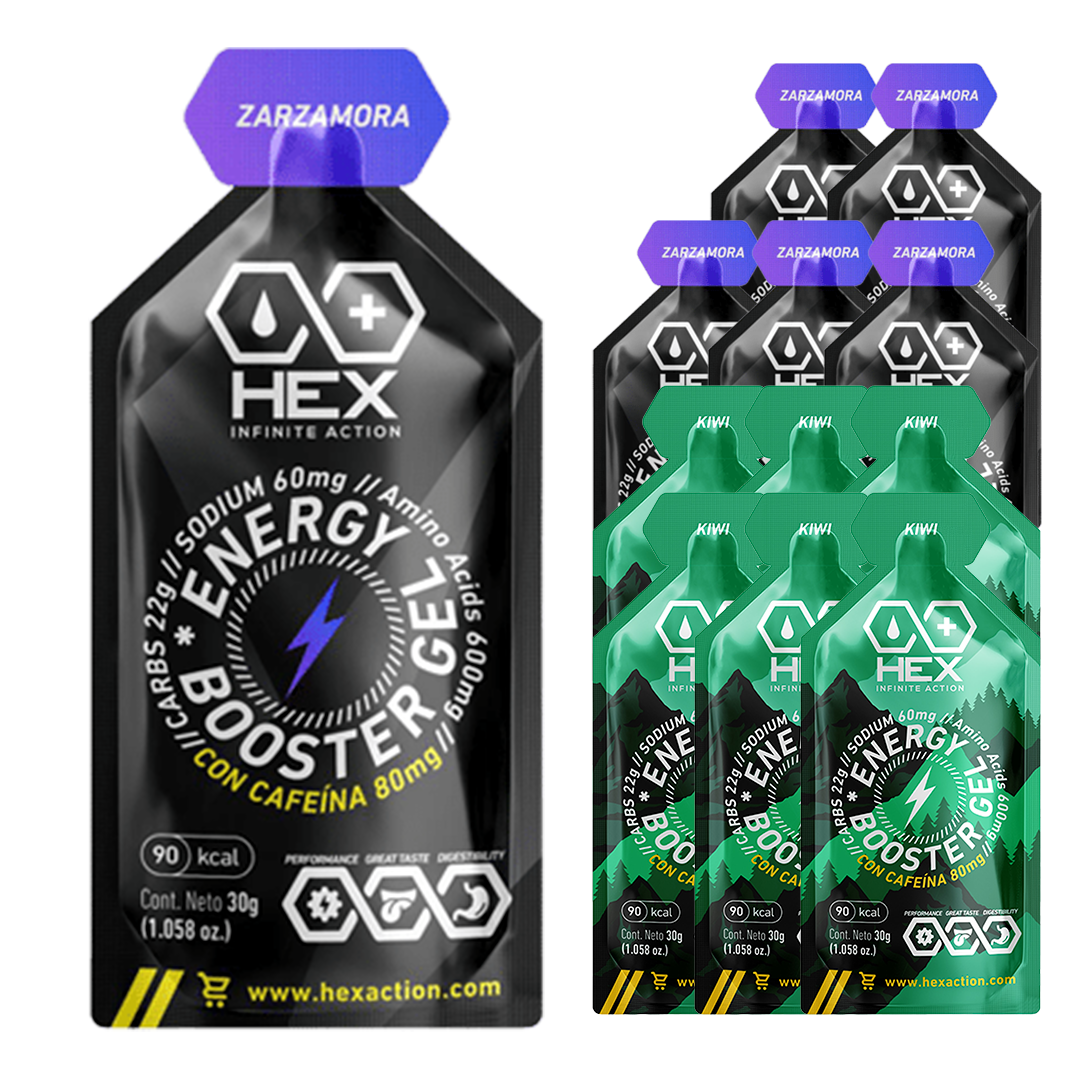 HEX Kit Energy Gel – Paquete Surtido de Geles Energéticos con Cafeína (12 piezas)