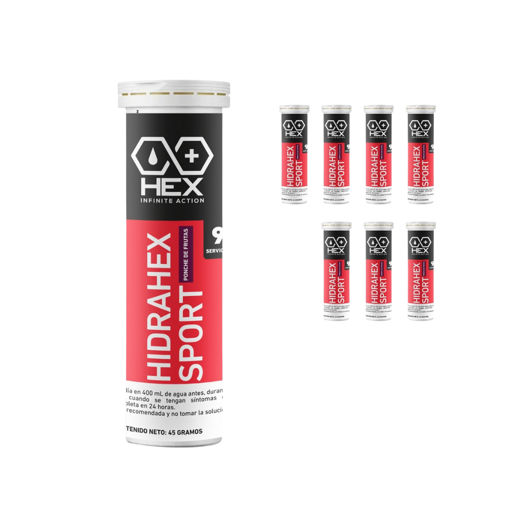 Hidra Hex Sport Efervescente Ponche de Frutas 8 piezas