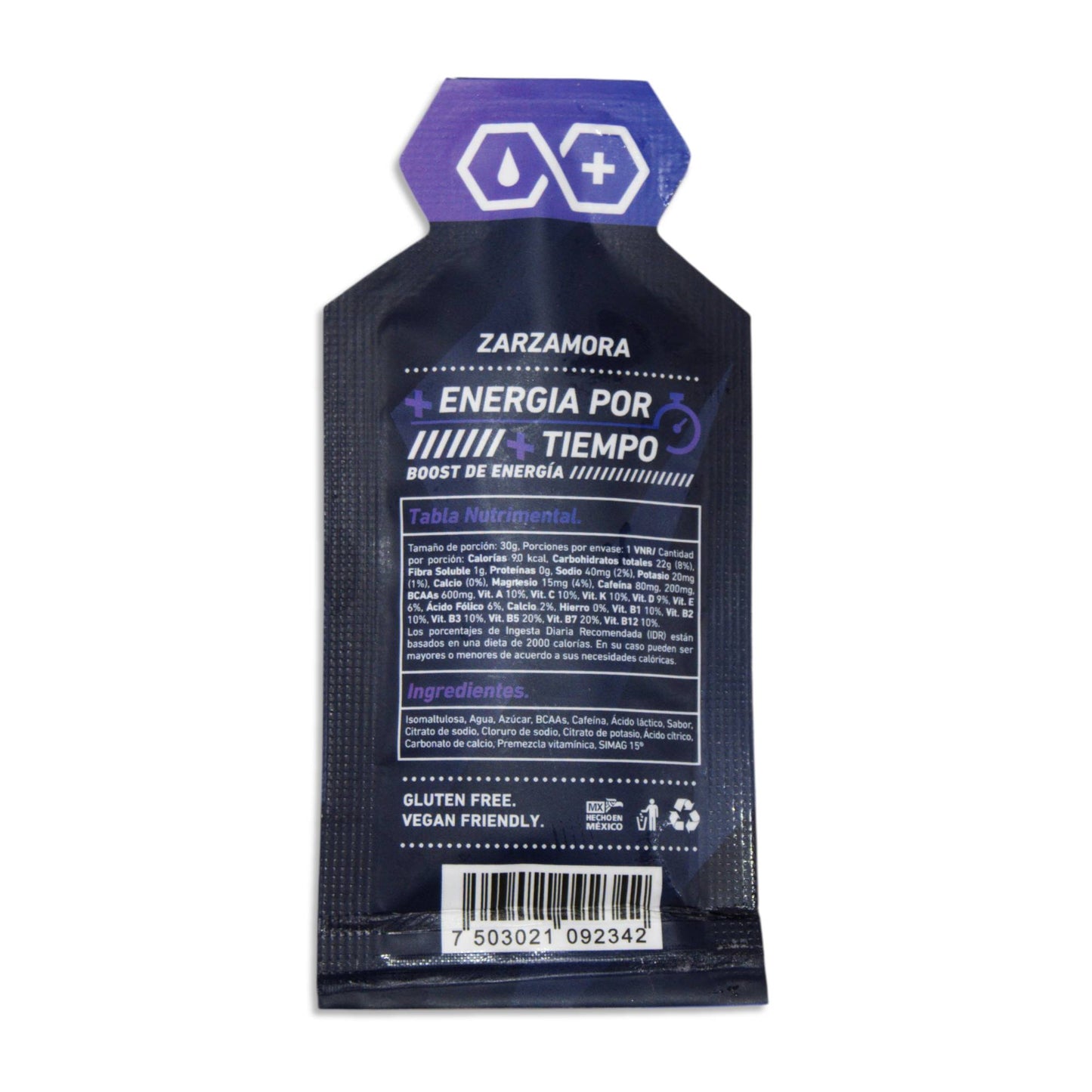 Gel Energético Hex Action Energy Gel Sabor Zarzamora con Cafeína