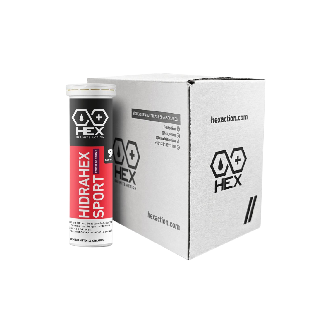 HEX Hidra Hex Sport Efervescente – Electrolitos Efervescentes Sabor Ponche de Frutas (4 piezas)