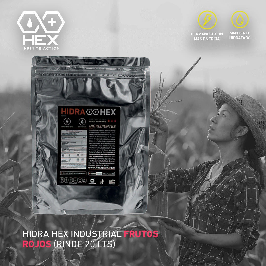 HEX Hidra Hex Industrial 10 Pack – Bebida en Polvo con Electrolitos Sabor Naranja