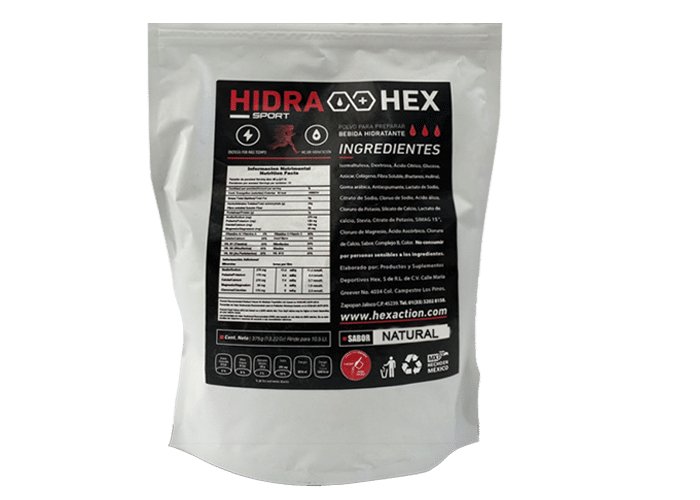 HEX Hidra Hex Sport – Bebida en Polvo con Electrolitos Sabor Natural (Rinde 15 porciones)