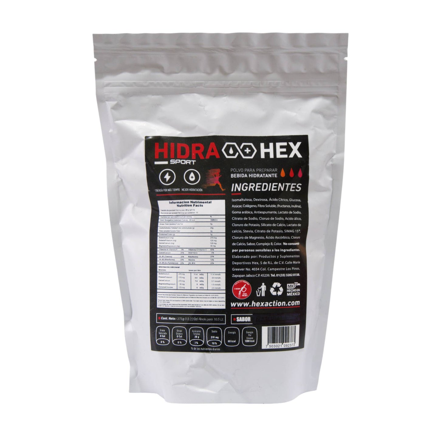 HEX Hidra Hex Industrial – Bebida en Polvo con Electrolitos Sabor Naranja (Rinde 20 L)