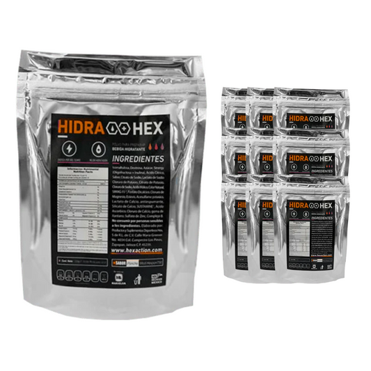 HEX Hidra Hex Industrial 10 Pack – Bebida en Polvo con Electrolitos Sabor Naranja