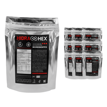 HEX Hidra Hex Industrial 10 Pack – Bebida en Polvo con Electrolitos Sabor Frutos Rojos