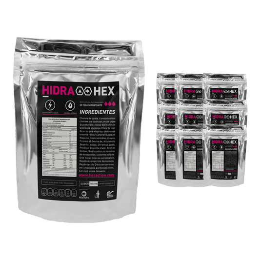 HEX Hidra Hex Industrial 10 Pack – Bebida en Polvo con Electrolitos Sabor Ponche de Frutas